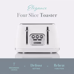 Swan Elegance Toaster 4 slices 2100 W 7 browning levels Plastic White - Additional view 4