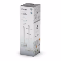 Swan Serenity Towel Pole and Mug Tree Set, Matt Finish, Stainless Steel Accents and Non-Slip Bases, White SWKA18537WHT - Additional view 6