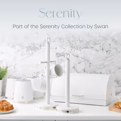 Swan Serenity Towel Pole and Mug Tree Set, Matt Finish, Stainless Steel Accents and Non-Slip Bases, White SWKA18537WHT - Additional view 8