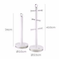 Swan Serenity Towel Pole and Mug Tree Set, Matt Finish, Stainless Steel Accents and Non-Slip Bases, White SWKA18537WHT - Additional view 9