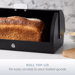 Swan Serenity Roll Top Bread Bin SWKA18535BLK (Black)