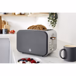 Swan Nordic Kitchen Set, 1.7L Fast Boil Kettle and 900W 2-Slice Toaster, Grey SK14610GRYN/ ST14610GRYN