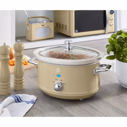 SWAN Retro Cream Kettle 4 Slice Toaster & 3.5L Slow Cooker Set