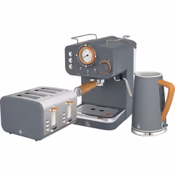 Swan Nordic EEJB212 Espresso Coffee Machine, Kettle, Toaster Bundle - Grey