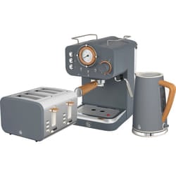 Swan Nordic EEJB212 Espresso Coffee Machine, Kettle, Toaster Bundle - Grey