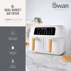 SWAN Nordic Dual 8L 13-in-1 Air Fryer in White SD10410WHT