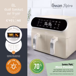Swan Retro Double 8 L Stand-alone 1700 W Hot air fryer Cream