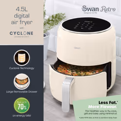 Swan Retro Single 4.5 L Stand-alone 1500 W Hot air fryer Cream
