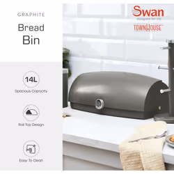 Swan TownHouse Bread Bin & Canisters Kitchen Set (Graphite)