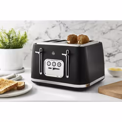 Swan Serenity Kitchen Set, 1.7L Kettle & 4 Slice Toaster, Black, SK14017BLK & ST19024BLK