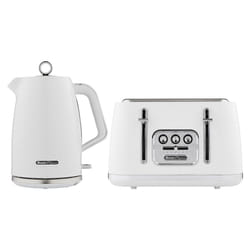 Swan Elegance Kitchen Set, 1.7L Kettle & 4 Slice Toaster, Black, SK14016WHT & ST19025WHT