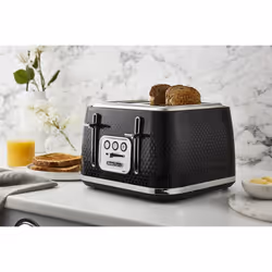 Swan Elegance Kitchen Set, 1.7L Kettle & 4 Slice Toaster, Black, SK14016BLK & ST19025BLK