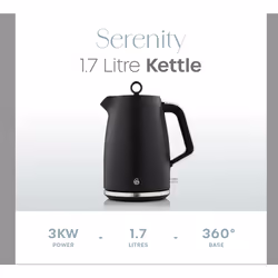 Swan Serenity Black Kettle, 4 Slice Toaster, Bread Bin, Canisters Set