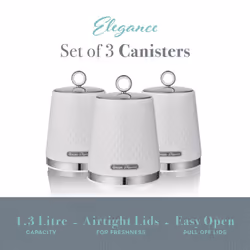 Swan Elegance Bread Bin & Canisters Kitchen Set (White)