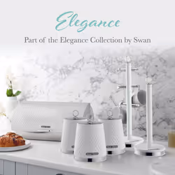 Swan Elegance Bread Bin & Canisters Kitchen Set (White) - Additional view 7