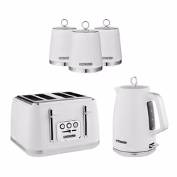 Swan Elegance Kettle, 4 Slice Toaster & Canisters Kitchen Set (White)