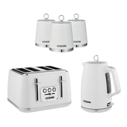 Swan Elegance Kettle, 4 Slice Toaster & Canisters Kitchen Set (White)