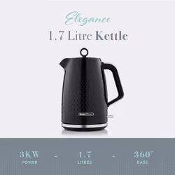Swan Elegance Black Kettle 4 Slice Toaster Bread Bin Canister Tree Set