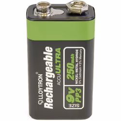 LLOYTRON NiMH Rechargeable AccuUltra Battery 9V (PP3) Size 250mAh 1 Pack â B018