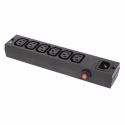 6 Way IEC Distribution Block Kettle Lead C13 C14 Extension Splitter Box with Overload Switch + Blue LED