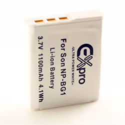 Ex-Pro White Battery NP-BG1 NP-FG1 for Sony DSC-125 DSC-W130 DSC-W150 DSC-W170