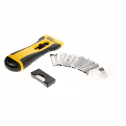 BRAND NEW GLASS & CERAMIC HOB SCRAPER KNIFE CLEANER & 15 BLADES COMFORT GRIP