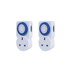 2 x 24 Hour 24HR Mains Plug-In Auto TIMER SWITCH Clock Socket UK 3 PIN LIGHTS