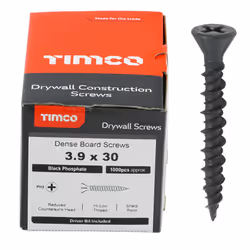 Timco Dense Plasterboard Screws High-Low Thread (Black) - 3.9 x 30mm (1000 Pack Box)