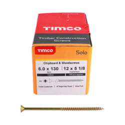 Timco Solo Double Countersunk Gold Woodscrews - 6.0 x 130
