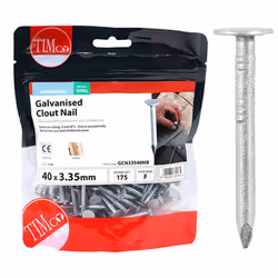 Timco Galvanised Clout Nails - 3.35 x 40mm (500g Bag)