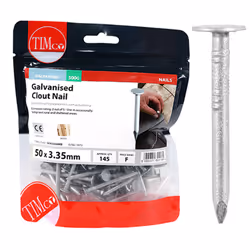 Timco Galvanised Clout Nails - 3.35 x 50mm (500g Bag)