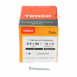 TIMCO Solo Countersunk Silver Woodscrews - 6.0 x 50