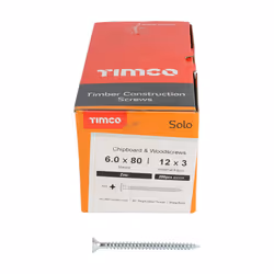 Timco Solo Double Countersunk Silver Woodscrews - 6.0 x 80