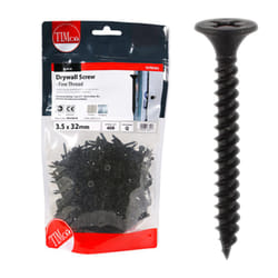 Timco Plasterboard Screws Fine Thread (Black) - 3.5 x 32mm (400 Pack Bag)
