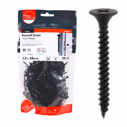 Timco Plasterboard Screws Fine Thread (Black) - 3.5 x 38mm (350 Pack Bag)