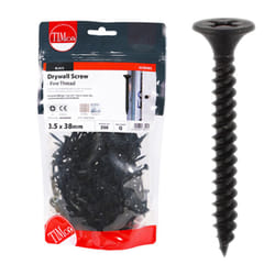 Timco Plasterboard Screws Fine Thread (Black) - 3.5 x 38mm (350 Pack Bag)