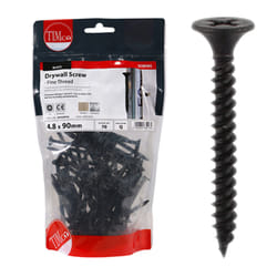 Timco Plasterboard Screws Fine Thread (Black) - 4.8 x 90mm (70 Pack Bag)