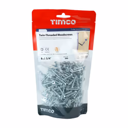 TIMCO Twin-Threaded Countersunk Silver Woodscrews - 8 x 11/4