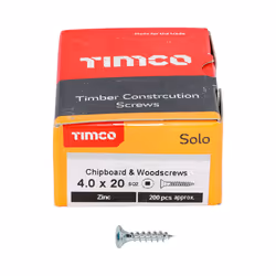 TIMCO Solo Countersunk Silver Woodscrews - 4.0 x 20