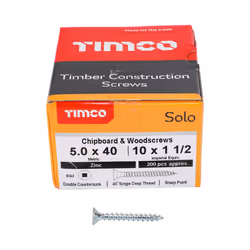 TIMCO Solo Countersunk Silver Woodscrews - 5.0 x 40