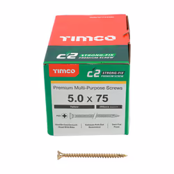 Timco Yellow C2 Strong-Fix Double Countersunk PZ2 Screws - 5 x 75mm ( 200 Box )