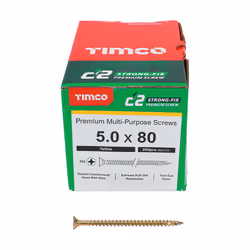 Timco Yellow C2 Strong-Fix Double Countersunk PZ2 Screws - 5 x 80mm ( 200 Box )