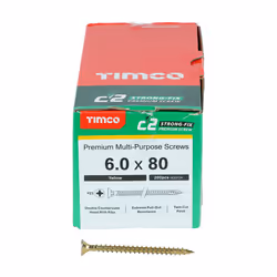 Timco Yellow C2 Strong-Fix Double Countersunk PZ3 Screws - 6 x 80mm ( 200 Box )
