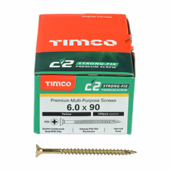Timco Yellow C2 Strong-Fix Double Countersunk PZ3 Screws - 6 x 90mm (100 Box)