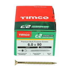 Timco Yellow C2 Strong-Fix Double Countersunk PZ3 Screws - 6 x 90mm (100 Box)