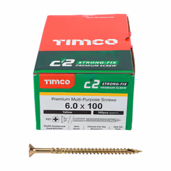 Timco Yellow C2 Strong-Fix Double Countersunk PZ3 Screws - 6 x 100mm ( 100 Box )