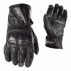 RST Stunt III Motorcycle Motorbike CE APPROVE knuckle Ladies Leather Gloves - 8, Black / Black