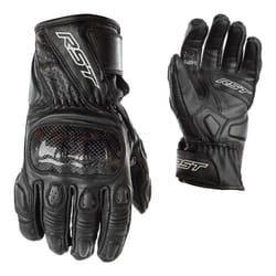 RST Stunt III Motorcycle Motorbike CE APPROVE knuckle Ladies Leather Gloves - 8, Black / Black