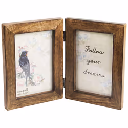 Sass & Belle Double Photo Frame, Dark Wood/Brown