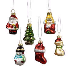 Sass & Belle 5 Glitzy Mini Christmas Character Shaped Tree Decoration Bauble